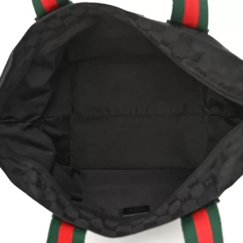 Gucci GG Monogram Medium Web Handle Bucket Tote Black -FINAL SALE NO RETURNS