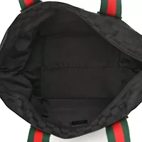 Gucci GG Monogram Medium Web Handle Bucket Tote Black -FINAL SALE NO RETURNS