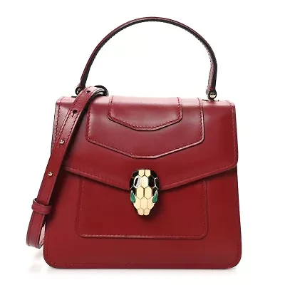 Bvlgari Calfskin Serpenti Forever Top Handle Red -FINAL SALE NO RETURNS