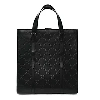 Gucci Calfskin GG Tennis Embossed Medium Tote Bag Black -FINAL SALE NO RETURNS