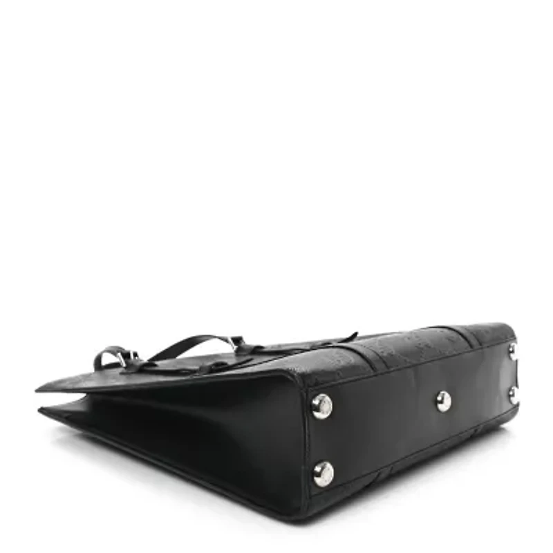 Gucci Calfskin GG Tennis Embossed Medium Tote Bag Black -FINAL SALE NO RETURNS