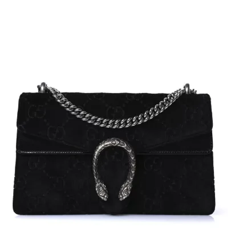 Gucci Velvet GG Monogram Small Dionysus Shoulder Bag Black -FINAL SALE NO RETURNS