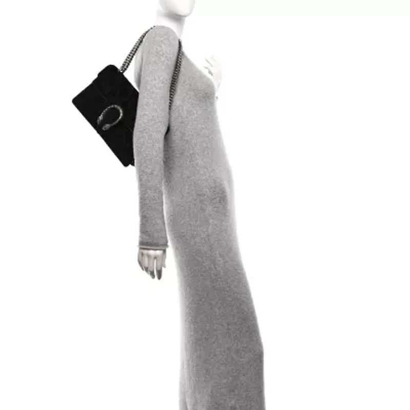 Gucci Velvet GG Monogram Small Dionysus Shoulder Bag Black -FINAL SALE NO RETURNS