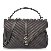 Saint Laurent Sheepskin Matelasse Large Monogram College Satchel Dark Anthracite -FINAL SALE NO RETURNS