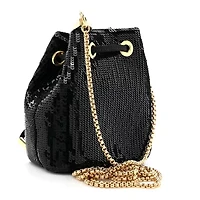 Prada Sequin Satin Triangle Logo Mini Pouch Black -FINAL SALE NO RETURNS