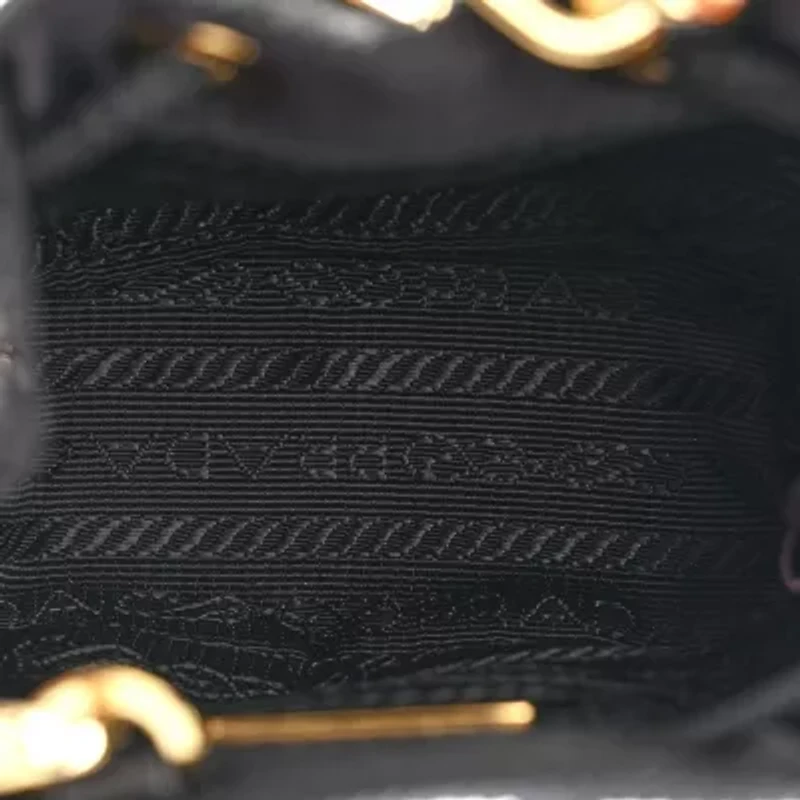 Prada Sequin Satin Triangle Logo Mini Pouch Black -FINAL SALE NO RETURNS