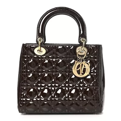 Dior Patent Cannage Medium Lady Dior Dark Brown -FINAL SALE NO RETURNS
