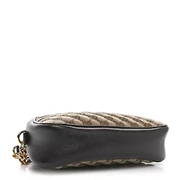 Gucci Monogram Matelasse Diagonal Small GG Marmont Chain Shoulder Bag Beige Black -FINAL SALE NO RETURNS