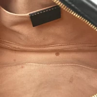 Gucci Monogram Matelasse Diagonal Small GG Marmont Chain Shoulder Bag Beige Black -FINAL SALE NO RETURNS