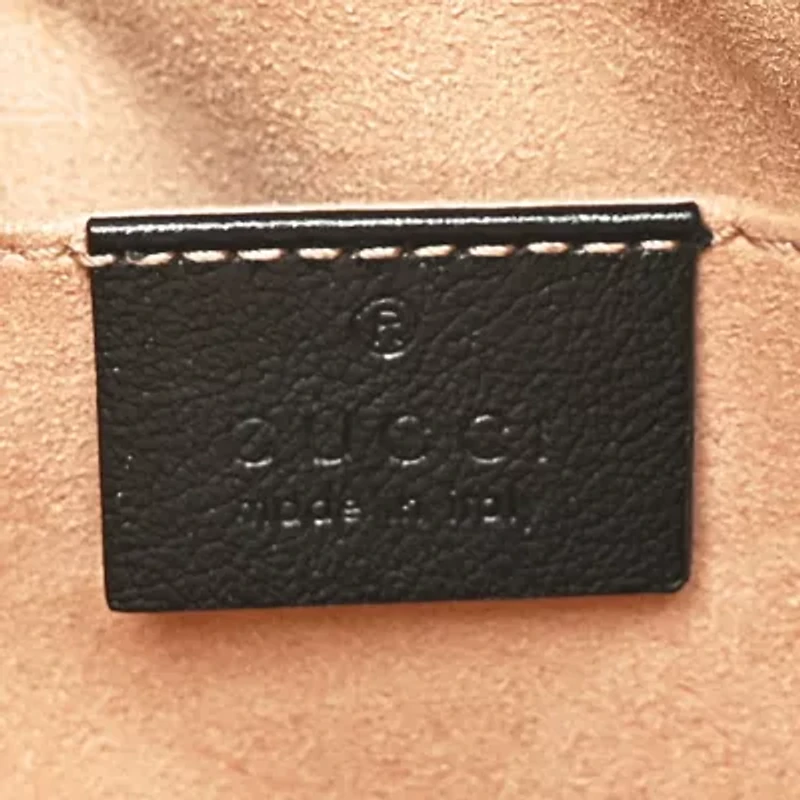 Gucci Monogram Matelasse Diagonal Small GG Marmont Chain Shoulder Bag Beige Black -FINAL SALE NO RETURNS