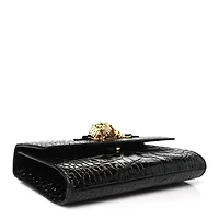 Gucci Crocodile Embossed Dragon Top Handle Shoulder Bag Black -FINAL SALE NO RETURNS