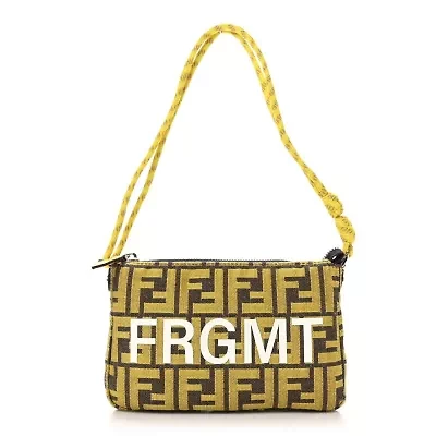 Fendi X FRGMT X POKEMON Woven Fabric Jacquard FF Embroidered Baguette Pouch Tobacco Mimosa -FINAL SALE NO RETURNS