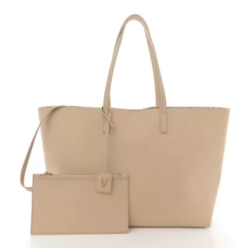 Versace Calfskin Virtus Tote Beige -FINAL SALE NO RETURNS