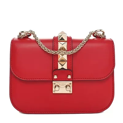 Valentino Garavani Vitello Medium Glam Lock Rockstud Flap Pop Apple -FINAL SALE NO RETURNS
