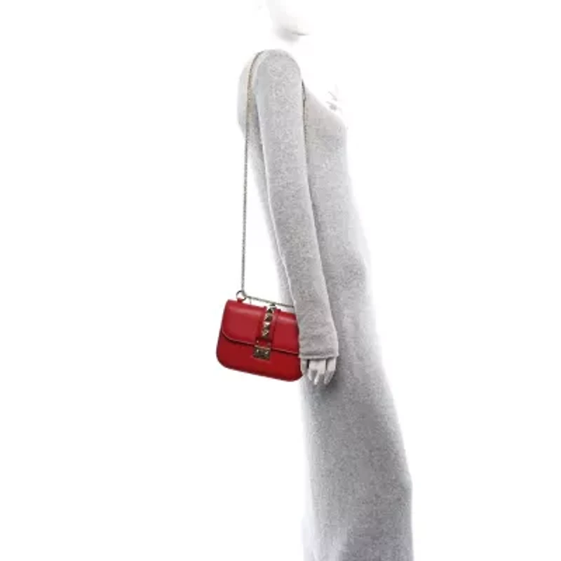 Valentino Garavani Vitello Medium Glam Lock Rockstud Flap Pop Apple -FINAL SALE NO RETURNS