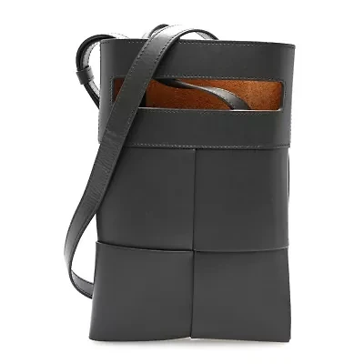 Bottega Veneta Lambskin Maxi Intrecciato Messenger Dark Grey -FINAL SALE NO RETURNS