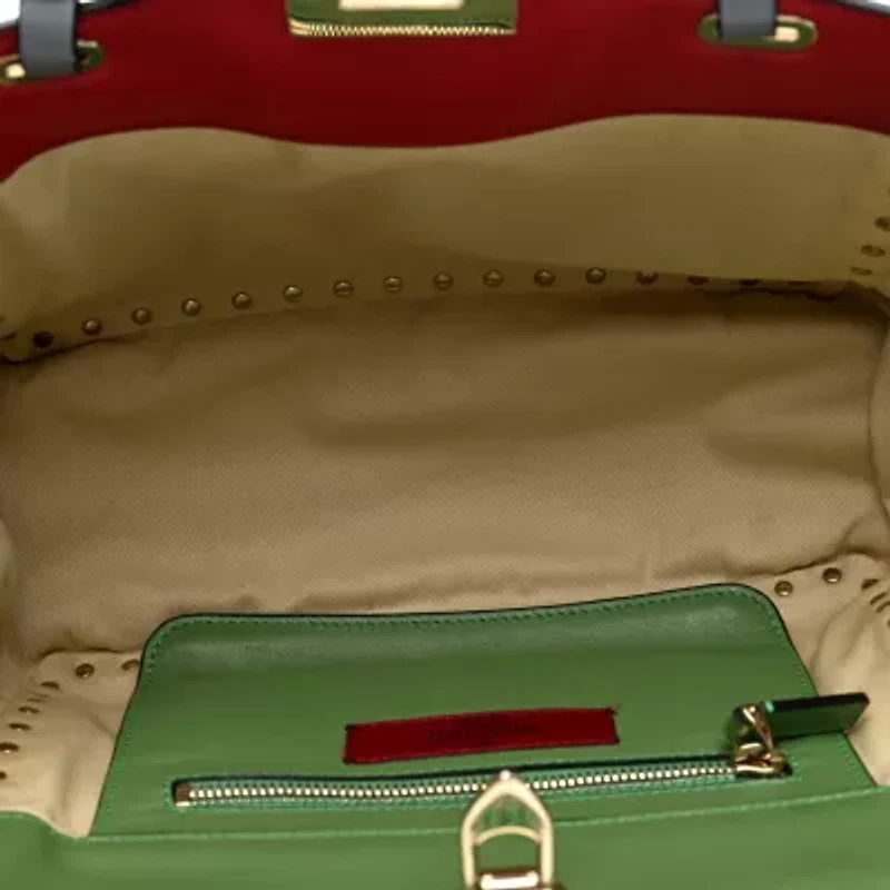 Valentino Garavani Metallic Calfskin Medium Rockstud Tote Sasso -FINAL SALE NO RETURNS