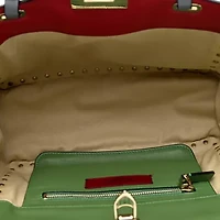 Valentino Garavani Metallic Calfskin Medium Rockstud Tote Sasso -FINAL SALE NO RETURNS