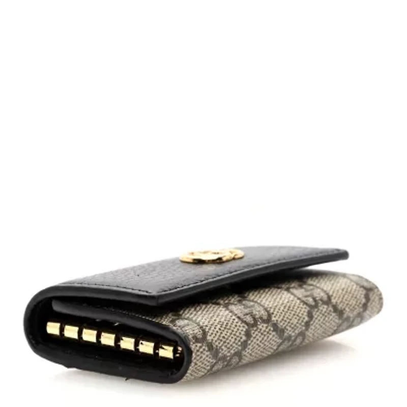 Gucci Dollar Calfskin GG Supreme Monogram GG Marmont 6 Key Holder Case Black Beige Ebony -FINAL SALE NO RETURNS
