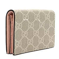 Gucci Dollar Calfskin GG Supreme Monogram GG Marmont Card Case Black Beige Ebony -FINAL SALE NO RETURNS