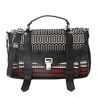 Proenza Schouler Mixed Woven Medium PS1 Satchel Black White Red -FINAL SALE NO RETURNS