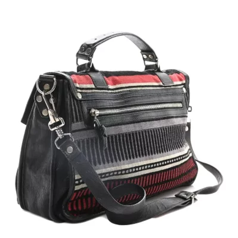 Proenza Schouler Mixed Woven Medium PS1 Satchel Black White Red -FINAL SALE NO RETURNS