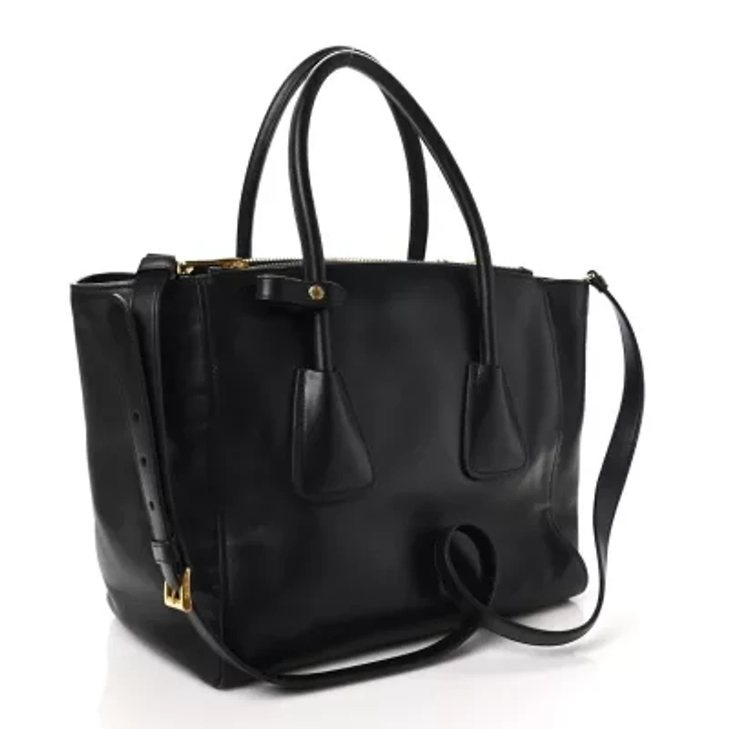 Prada Vitello Soft Twin Pocket Tote Black -FINAL SALE NO RETURNS