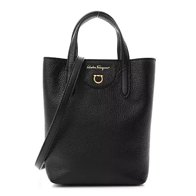Salvatore Ferragamo Tumbled Calfskin Gancini Mini Bag Black -FINAL SALE NO RETURNS
