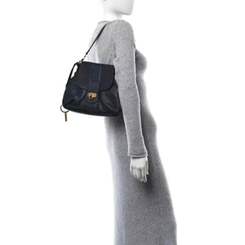 Chloe Grained Lambskin Calfskin Small Lexa Shoulder Bag Black -FINAL SALE NO RETURNS