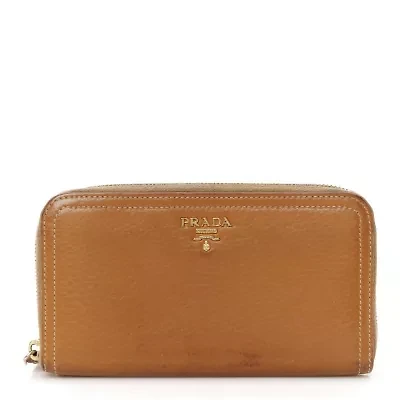 Prada Saffiano Triangle Zip Around Wallet -FINAL SALE NO RETURNS
