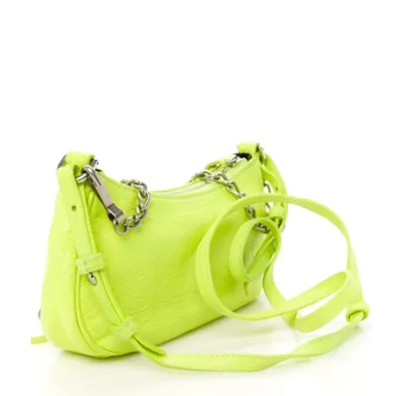 Balenciaga Agneau Arena Le Cagole Mini Purse With Chain Lime -FINAL SALE NO RETURNS