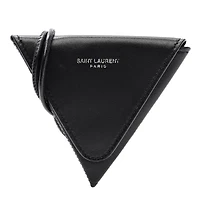 Saint Laurent Calfskin Triangle Coin Pouch Black -FINAL SALE NO RETURNS