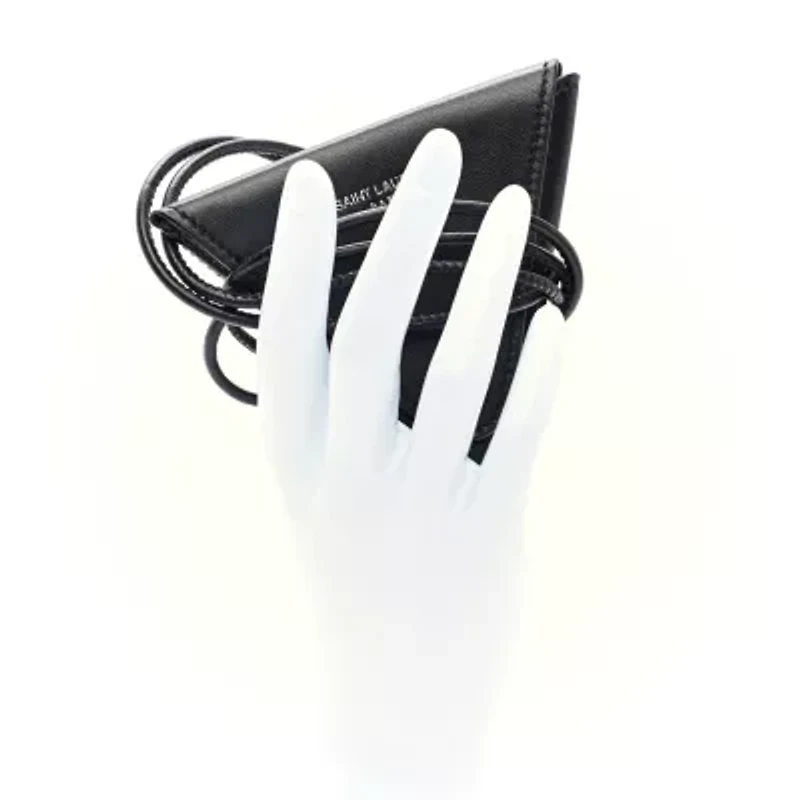 Saint Laurent Calfskin Triangle Coin Pouch Black -FINAL SALE NO RETURNS