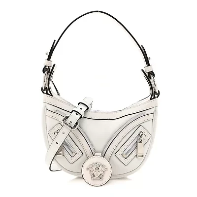Versace Calfskin La Medusa Archive Hobo White -FINAL SALE NO RETURNS