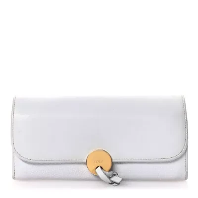 Chloe Grained Smooth Calfskin Indy Long Wallet Light Cloud -FINAL SALE NO RETURNS