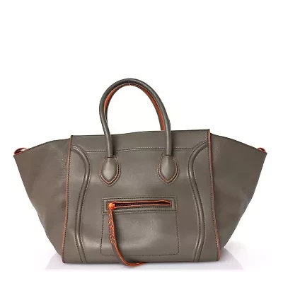 Celine Supple Calfskin Medium Phantom Luggage Grey Orange -FINAL SALE NO RETURNS
