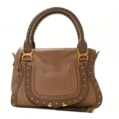 Chloe Calfskin Studded Medium Marcie Satchel Nut -FINAL SALE NO RETURNS