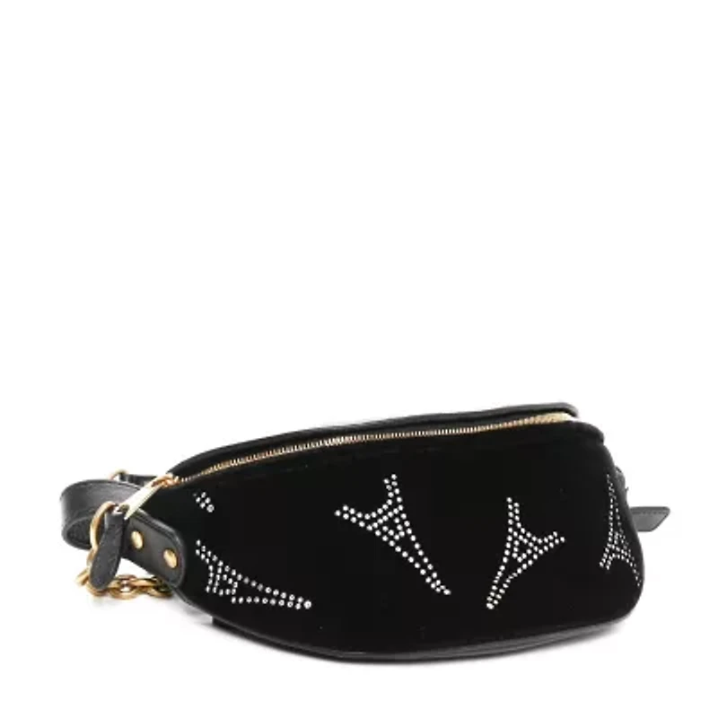 Balenciaga Velvet Embellished XXS Souvenir Belt Bag Black -FINAL SALE NO RETURNS