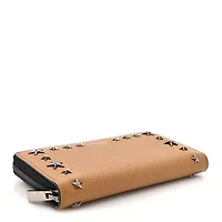 Jimmy Choo Calfskin Star Studded Zip Around Wallet Brown -FINAL SALE NO RETURNS