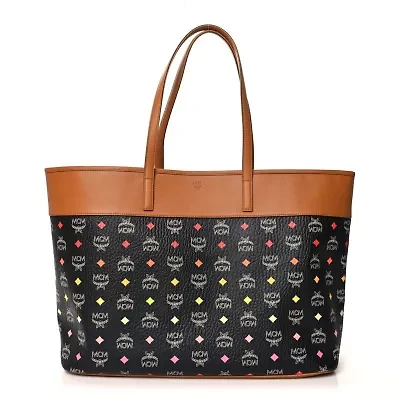 MCM Visetos Spektrum Large Anya Shopper Tote Black -FINAL SALE NO RETURNS