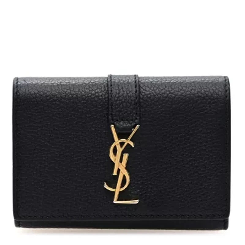 Saint Laurent Grain de Poudre Monogram Slim Key Case Black -FINAL SALE NO RETURNS