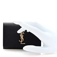 Saint Laurent Grain de Poudre Monogram Slim Key Case Black -FINAL SALE NO RETURNS