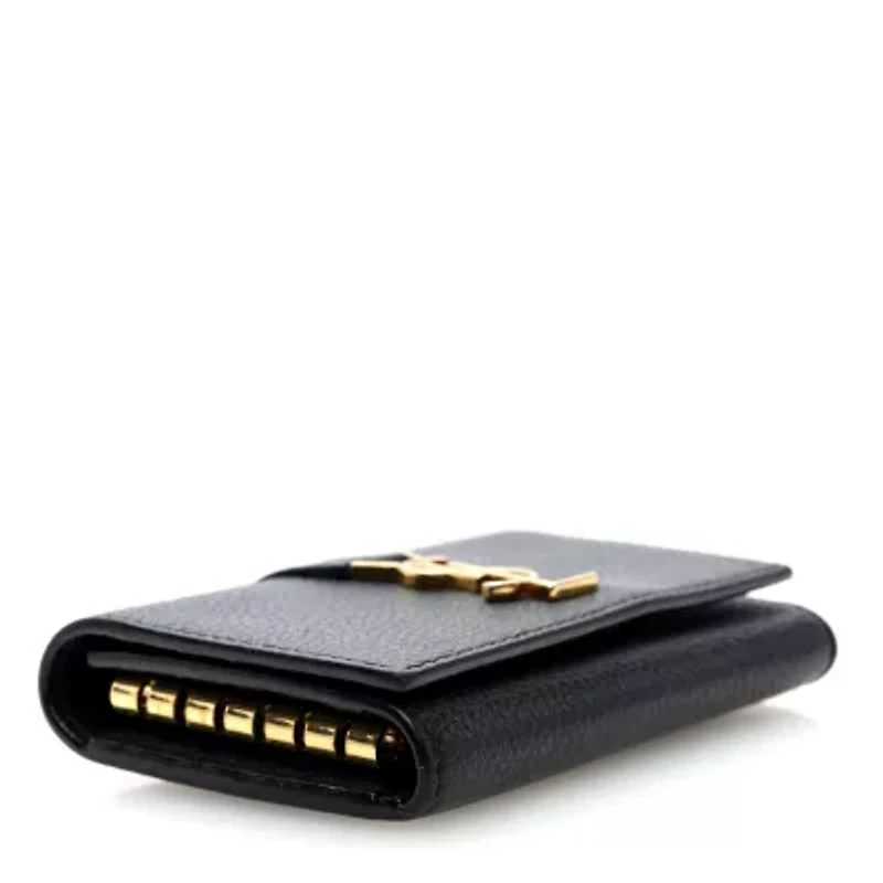 Saint Laurent Grain de Poudre Monogram Slim Key Case Black -FINAL SALE NO RETURNS