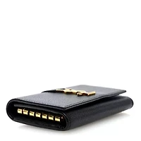 Saint Laurent Grain de Poudre Monogram Slim Key Case Black -FINAL SALE NO RETURNS