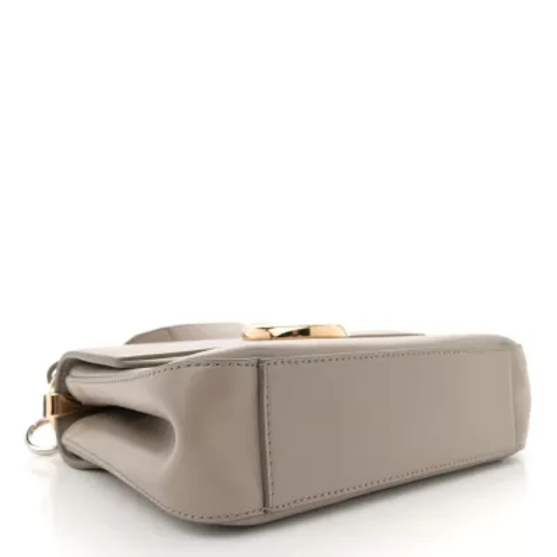 Chloe Shiny Calfskin Suede Small C Double Carry Bag Motty Grey -FINAL SALE NO RETURNS