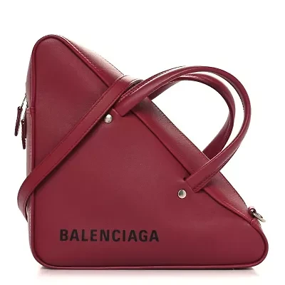 Balenciaga Shiny Day Calfskin S Triangle Duffle Rouge Grenat -FINAL SALE NO RETURNS