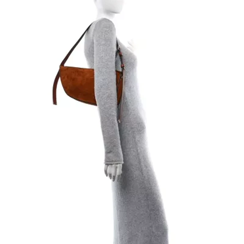 Burberry Suede Small Shield Sling Bag Bruciato -FINAL SALE NO RETURNS