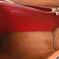 Valentino Garavani Pebbled Calfskin Rockstud Flip Lock Flap Messenger Saddle Brown -FINAL SALE NO RETURNS