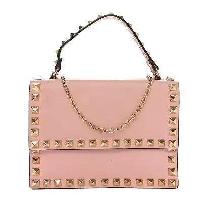 Valentino Garavani Vitello Rockstud Chain Flap Crossbody Bag Water Rose -FINAL SALE NO RETURNS