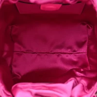 Valentino Garavani Satin Rhinestone Embellished Small Carry Secrets Bucket Bag Pink -FINAL SALE NO RETURNS